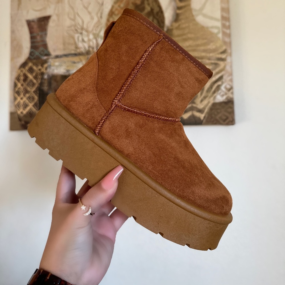 Women's Mini Platform Suede Boots Winter booties